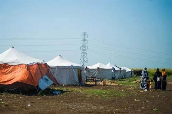 Le camp de déplacés dans l’État d’Al-Gedaref, à l’est du Soudan, où vivent désormais plus de 300 familles.